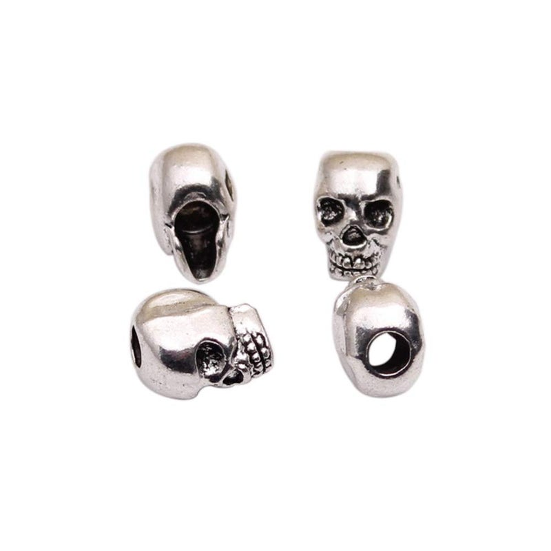 Tazimi 50 PCS Tibet Silver 4mm Macroporous Skull Spacer Beads Great DIY Accessories for Jewelry Making Supplies in Bulk - Image 4